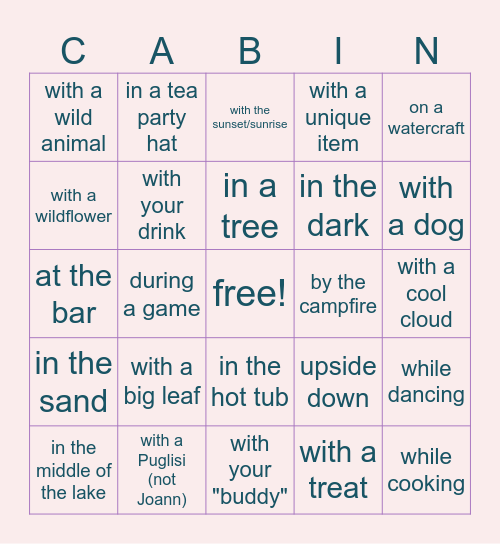 take a selfie... Bingo Card