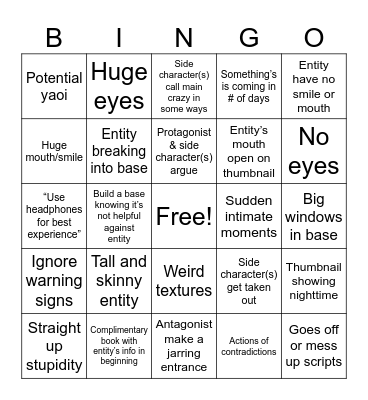 Minecraft horror mods rp videos Bingo Card