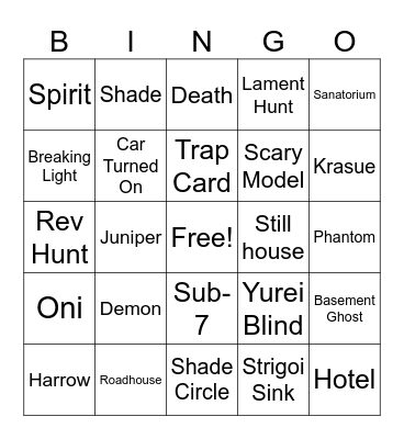 Blair Bingo Card
