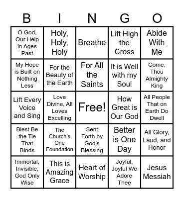 HymnFest 2026 Bingo Card