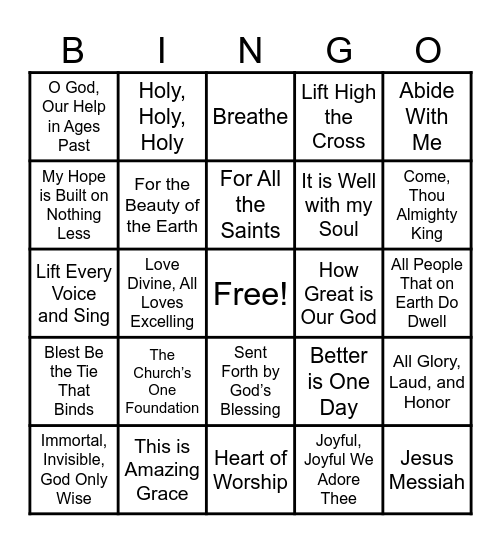 HymnFest 2026 Bingo Card