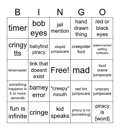 Anti Piracy Bingo Card