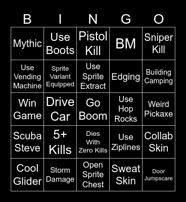 Fortnite Bingo Card
