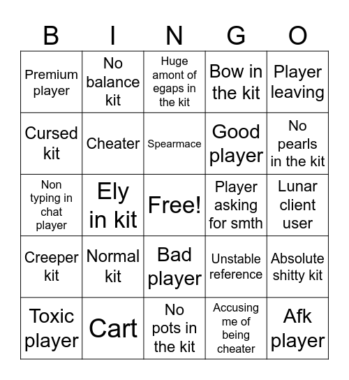 MCPVP CUSTOM KITS BINGO Card