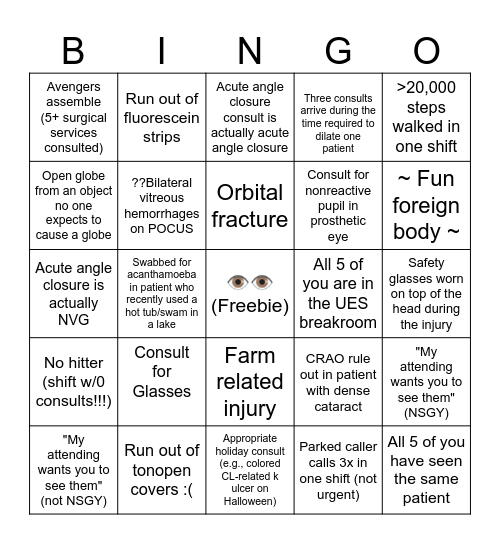 👀👀 CALL BINGO (V3) 👀👀 Bingo Card