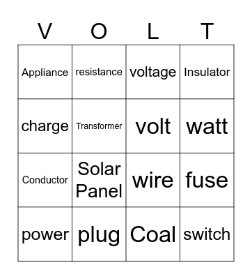 VOLTA Bingo Card