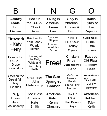 America 250 Bingo Card