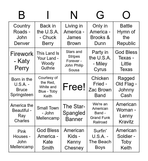 America 250 Bingo Card