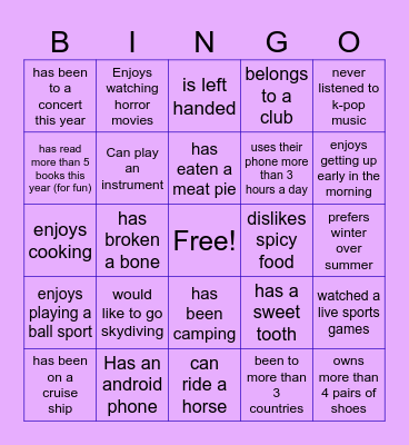 Ice-Breaker Bingo Card