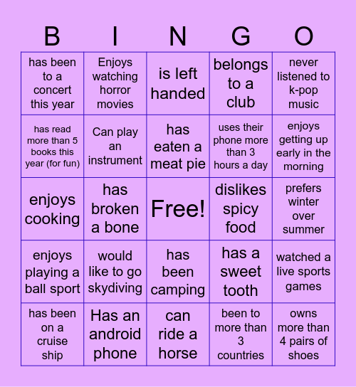 Ice-Breaker Bingo Card