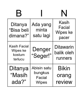 Bingo Facial Wipes Pocari Run ‘26 Bingo Card