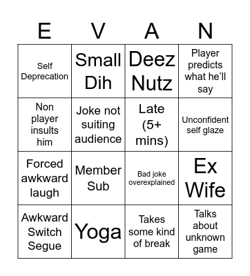 Stream Bingo Card