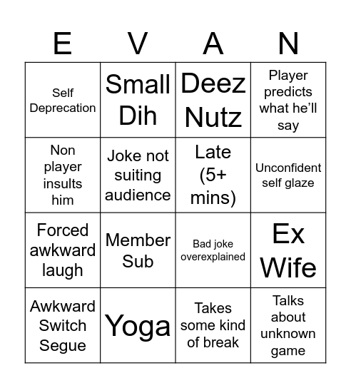 Stream Bingo Card