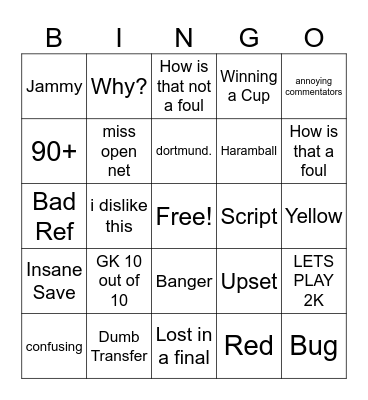 dumb fifa Bingo Card