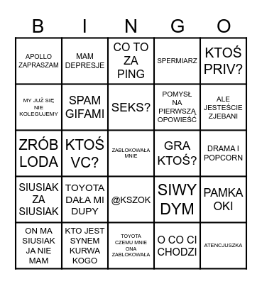 DAILY SAMOTNIA BINGO Card