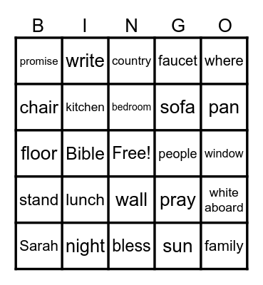 HOME Bingo Card