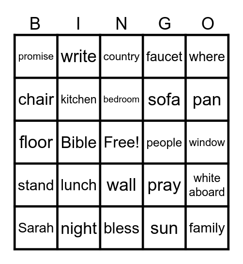 HOME Bingo Card