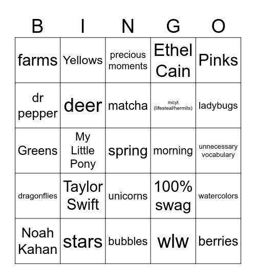 Bina Bingo Card