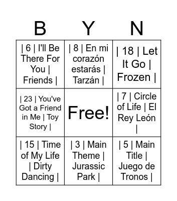 Bingo sin título Bingo Card
