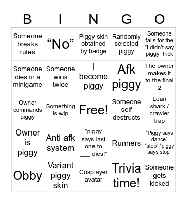 Piggy says Bingo Card
