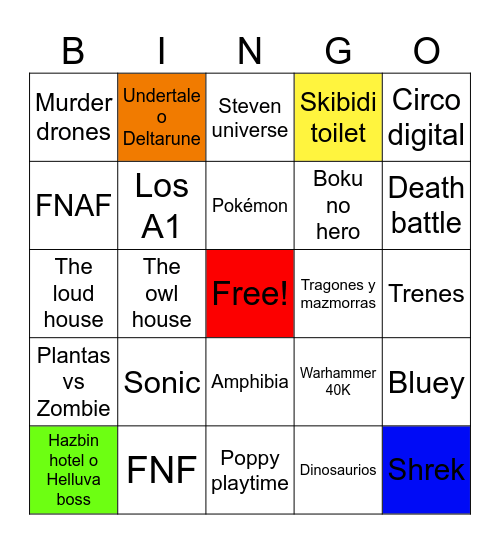 Fandoms autistas Bingo Card