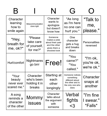 Angst Bingo Card