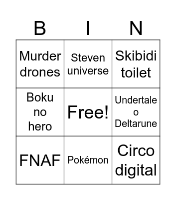 Fandoms autistas Bingo Card