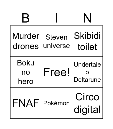 Fandoms autistas Bingo Card