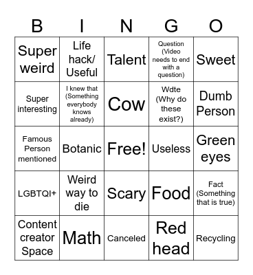 Zack D Films Bingo Card