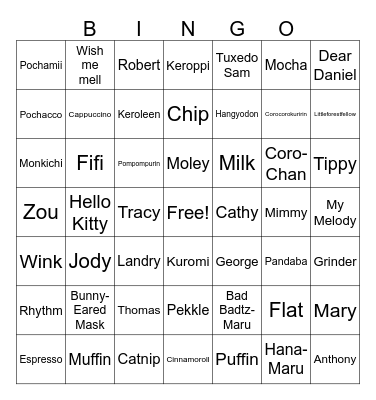 Sanrio Character Bingo Card