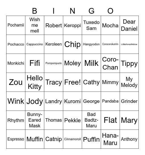 Sanrio Character Bingo Card