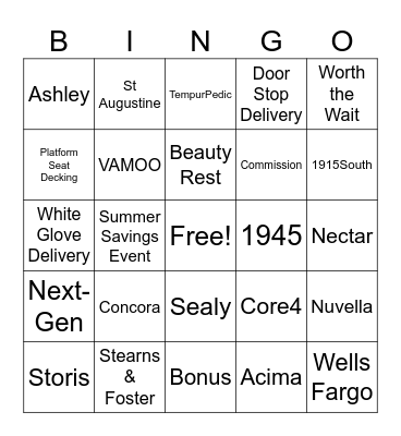 Ashley Furniture Edition Bingo Card