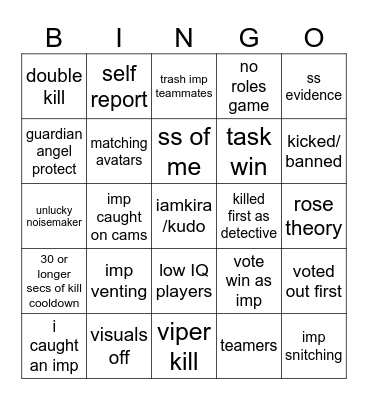 AMONG US BINGO Card