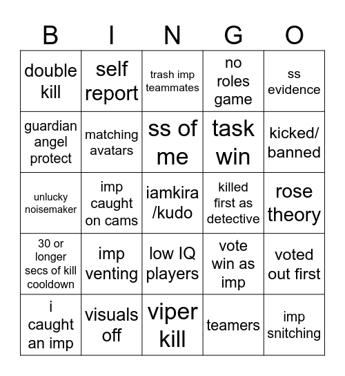 AMONG US BINGO Card
