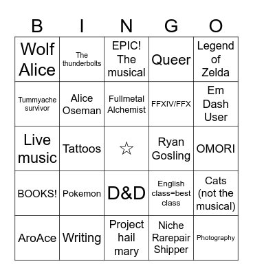 Matty Bingo Card