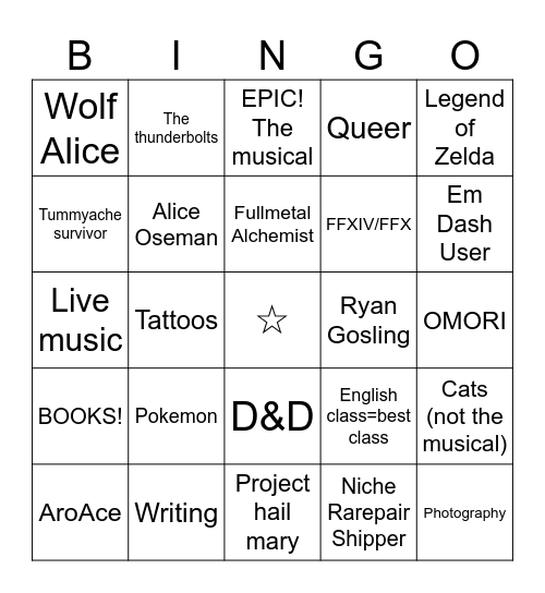 Matty Bingo Card
