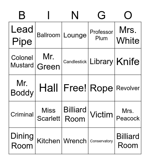 I Don't Have a CLUE Bingo Card