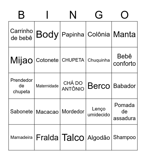 Chá do Antônio Bingo Card