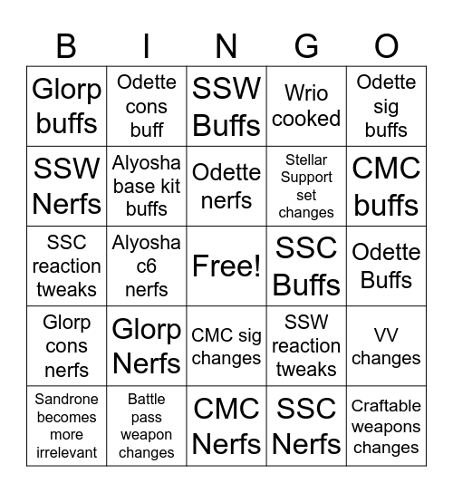 V3 Bingo card Bingo Card