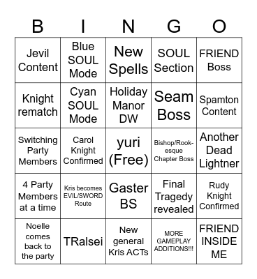 Deltarune Chapter 6 BINGO Card