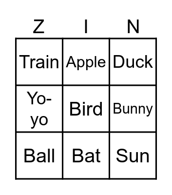 Mama Bird Zingo Board Bingo Card