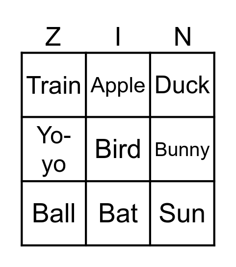 Mama Bird Zingo Board Bingo Card