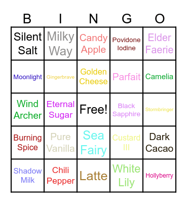 CRK Characters Bingo Card