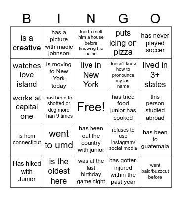 This person... Bingo Card