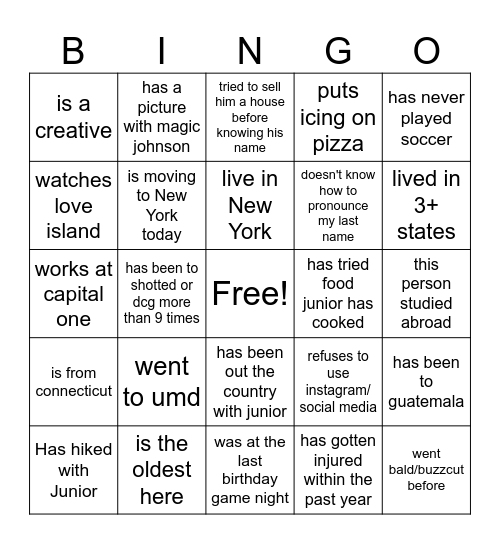 This person... Bingo Card