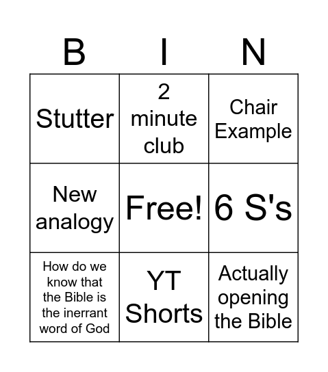 Bastion Bingo Card