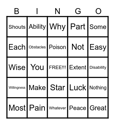 HAPPINESS QUOTES Bingo Card