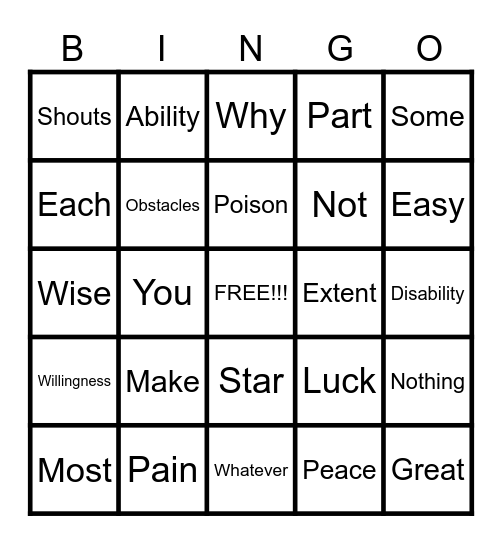 HAPPINESS QUOTES Bingo Card
