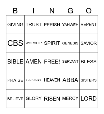 JESUS Bingo Card