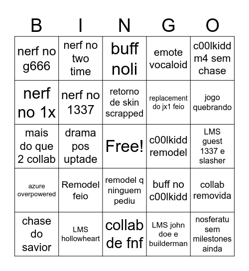 uptade do azure Bingo Card